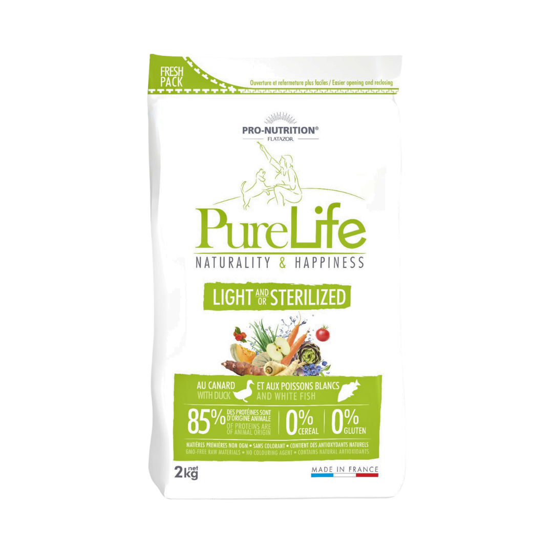 COMIDA PARA PERROS CON SOBREPESO Y/O ESTERELIZADOS PURE LIFE LIGHT AND/OR STERILIZED 2KG