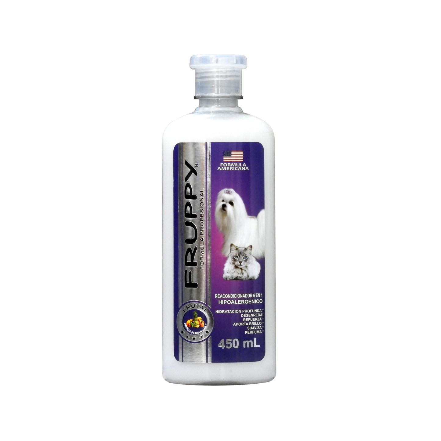 FRUPPY CREMA REACONDICIONADORA 6 EN 1 HIPOALERGENICO PARA PERROS Y GATOS 450 ML
