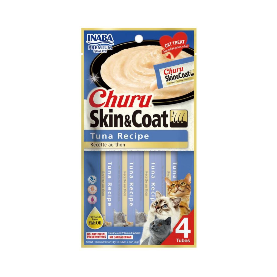 CHURU SKIN & COAT TUNA RECIPE SABOR ATUN PARA GATOS 4 UNIDADES X EMPAQUE