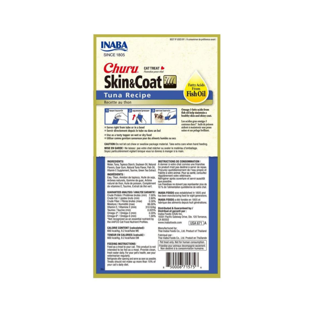 CHURU SKIN & COAT TUNA RECIPE SABOR ATUN PARA GATOS 4 UNIDADES X EMPAQUE