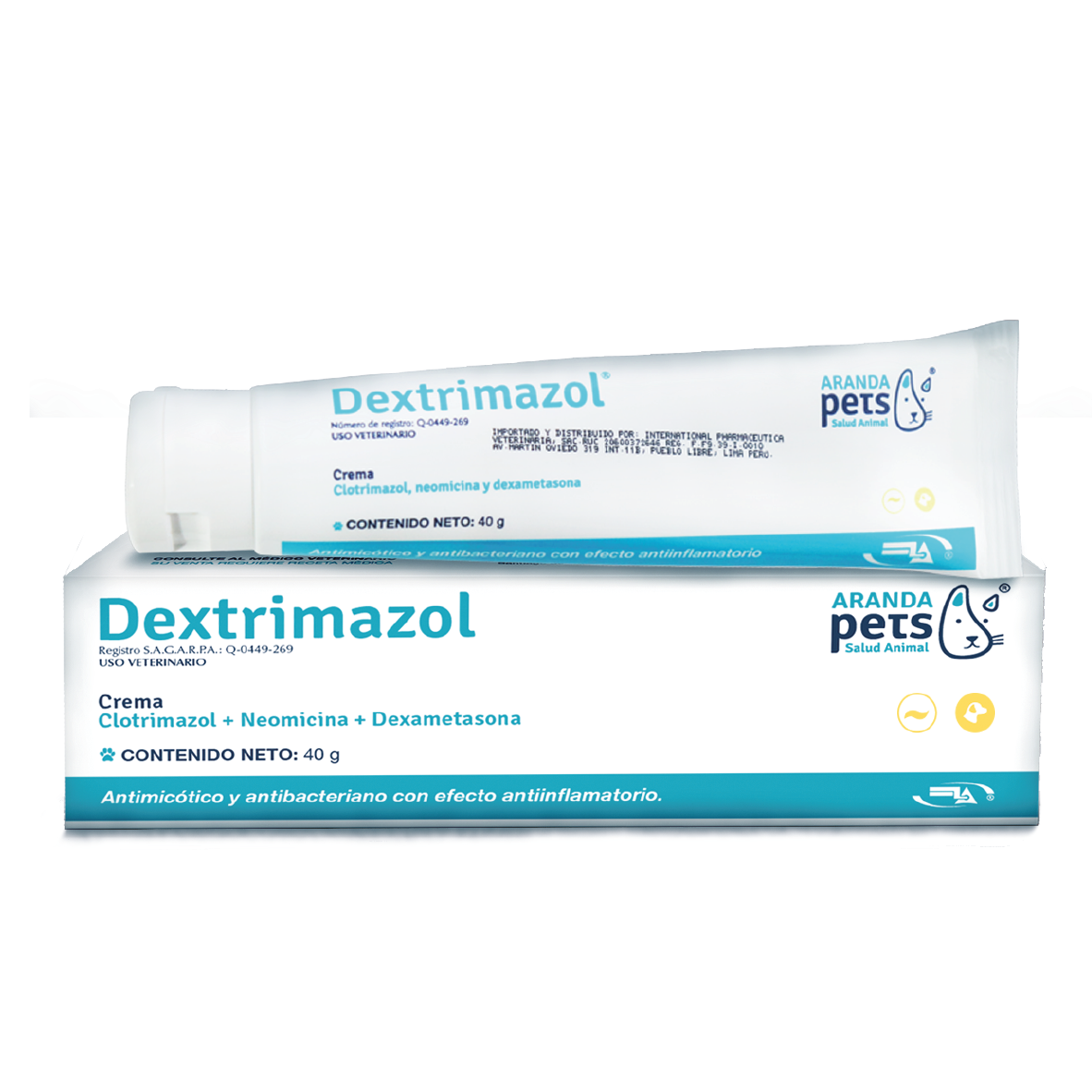 DEXTRIMAZOL TRATAMIENTO DE INFECCION EN PIEL DE PERROS Y GATOS 40 G