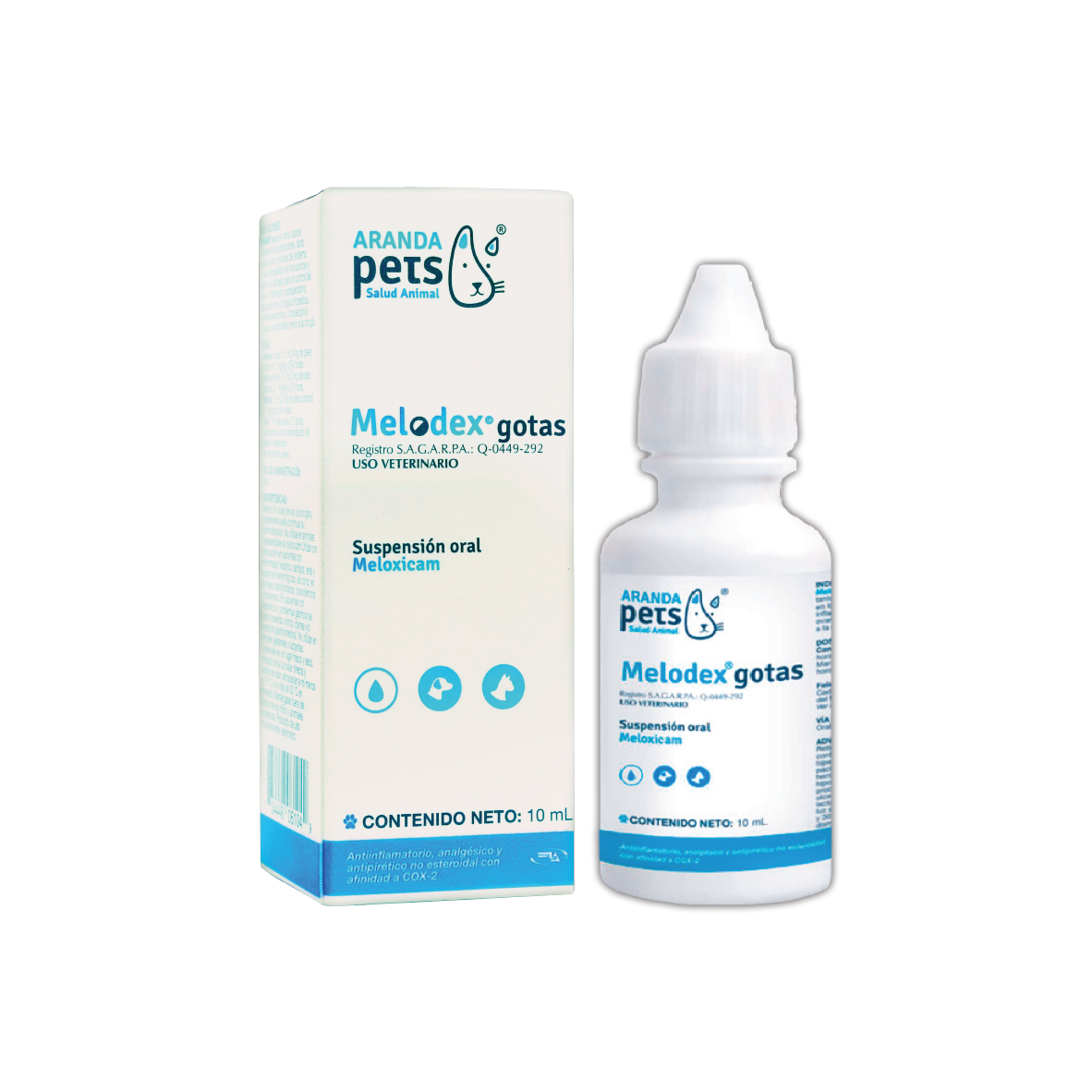 MELODEX TRATAMIENTO DE FIEBRE DOLOR E INFLAMACION PARA PERROS Y GATOS 10 ML