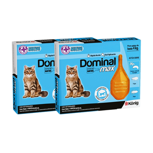PACK X 2 ANTIPARASITARIO EXTERNO PIPETA DOMINAL MAX GATOS HASTA 4 KG