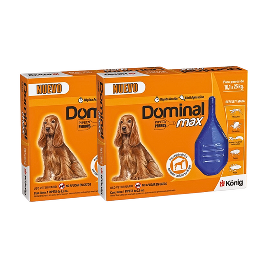 PACK X 2 ANTIPARASITARIO EXTERNO PIPETA DOMINAL MAX PERROS 10-25 KG