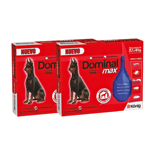 PACK X 2 ANTIPARASITARIO EXTERNO PIPETA DOMINAL MAX PERROS 25-40 KG