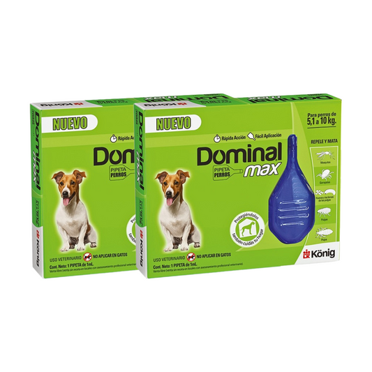 PACK X 2 ANTIPARASITARIO EXTERNO PIPETA DOMINAL MAX PERROS 5-10 KG