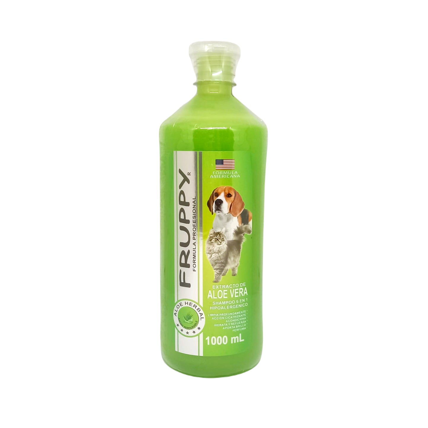 FRUPPY SHAMPOO ALOE HERBAL 6 EN 1 HIPOALERGENICO PARA PERROS Y GATOS 1 L
