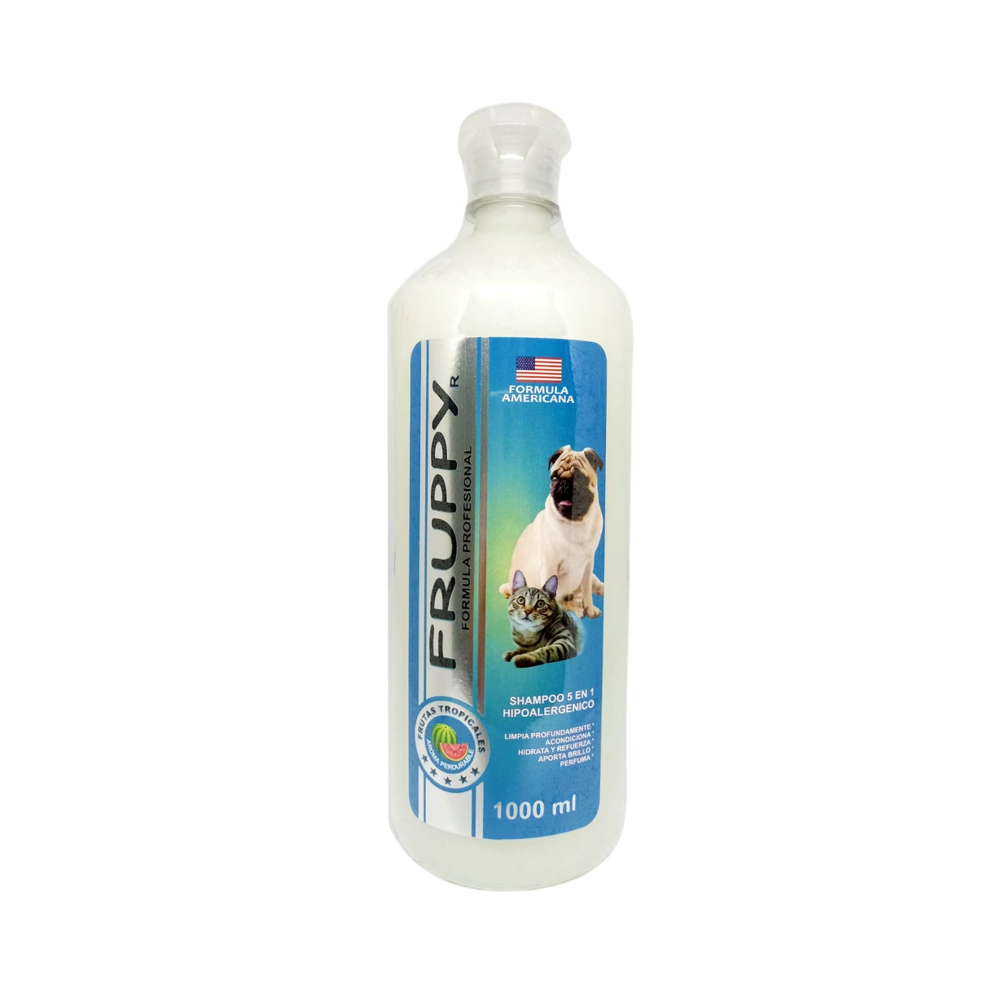 FRUPPY SHAMPOO FRUTAS TROPICALES 5 EN 1 HIPOALERGENICO PARA PERROS Y GATOS 1 L