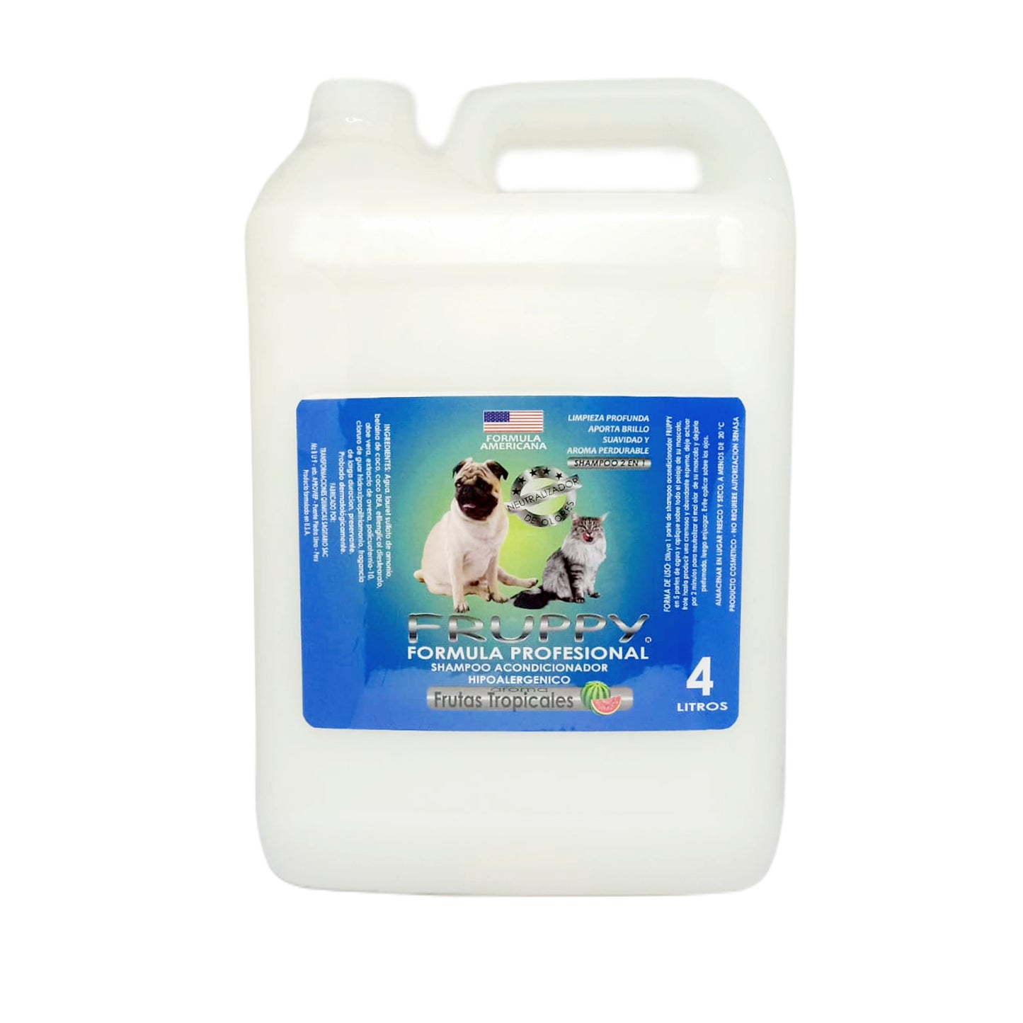 FRUPPY SHAMPOO FRUTAS TROPICALES 5 EN 1 HIPOALERGENICO PARA PERROS Y GATOS 4 L