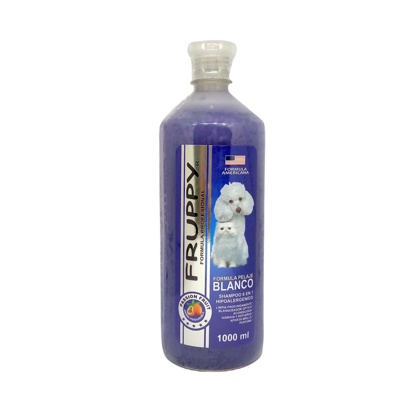FRUPPY SHAMPOO PELAJE BLANCO 6 EN 1 HIPOALERGENICO PARA PERROS Y GATOS 1 L