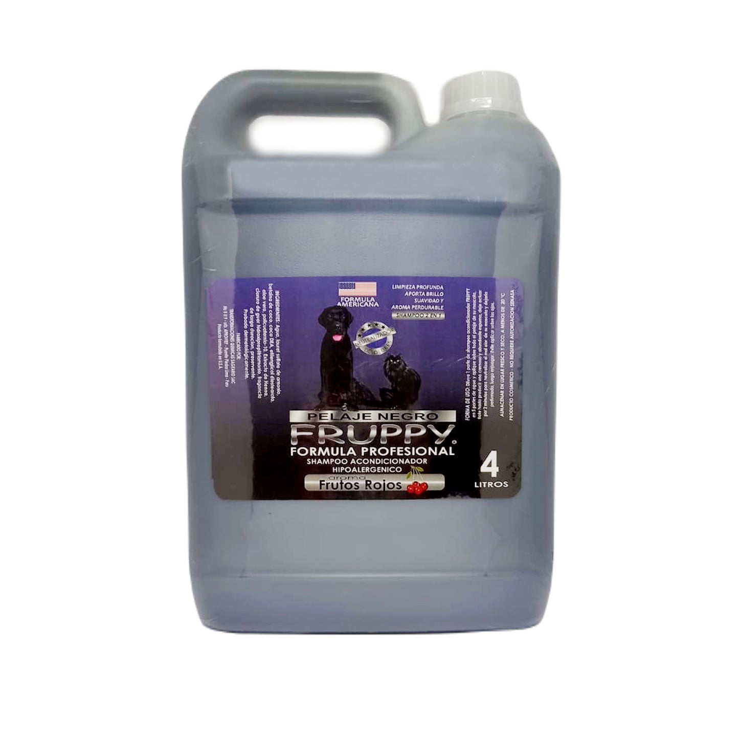 FRUPPY SHAMPOO PELAJE NEGRO 6 EN 1 HIPOALERGENICO PARA PERROS Y GATOS 4 L