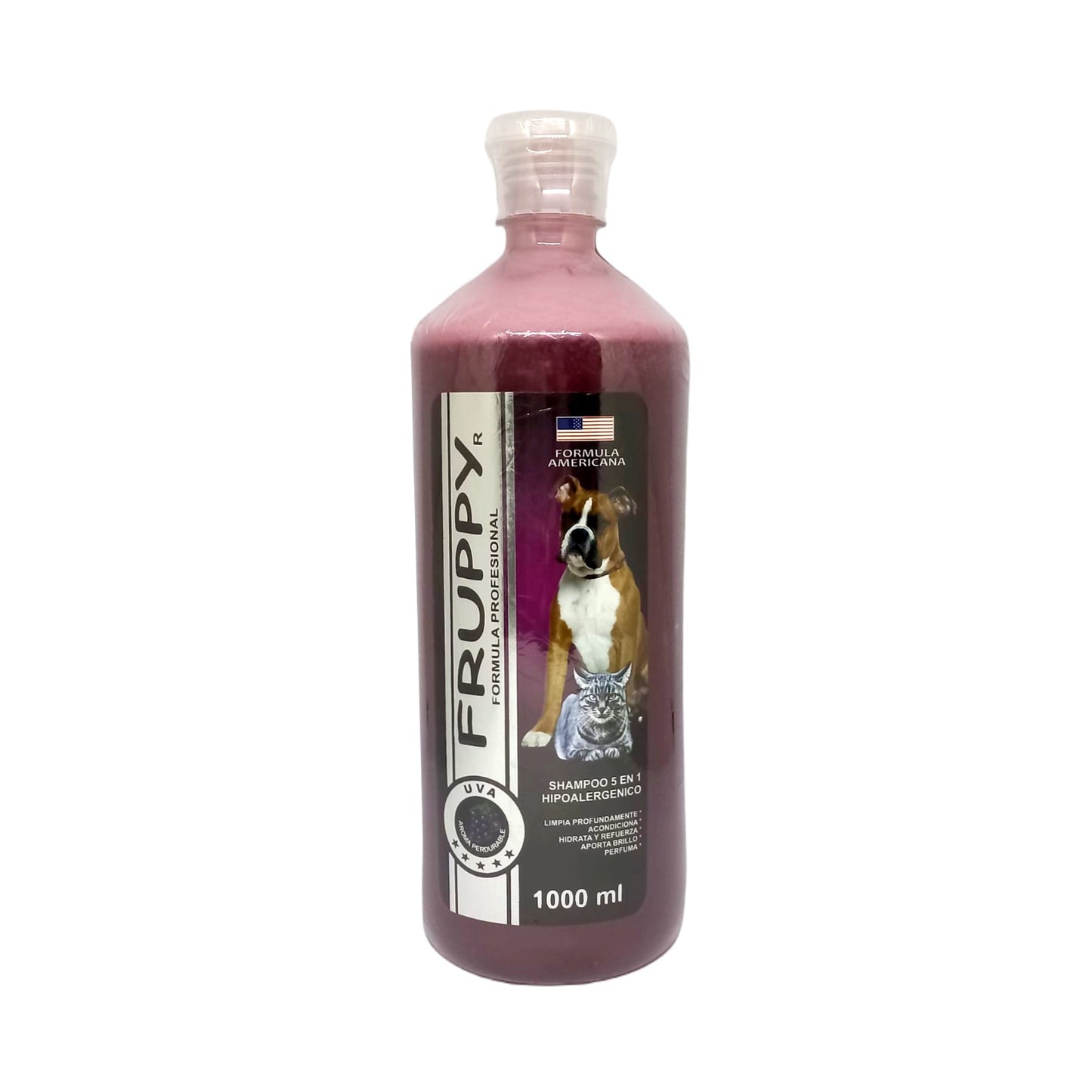 FRUPPY SHAMPOO UVA 5 EN 1 HIPOALERGENICO PARA PERROS Y GATOS 1 L