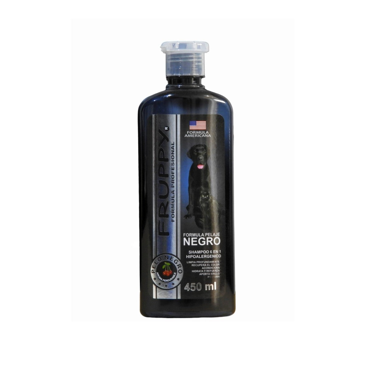 FRUPPY SHAMPOO PELAJE NEGRO 6 EN 1 HIPOALERGENICO PARA PERROS Y GATOS 450 ML