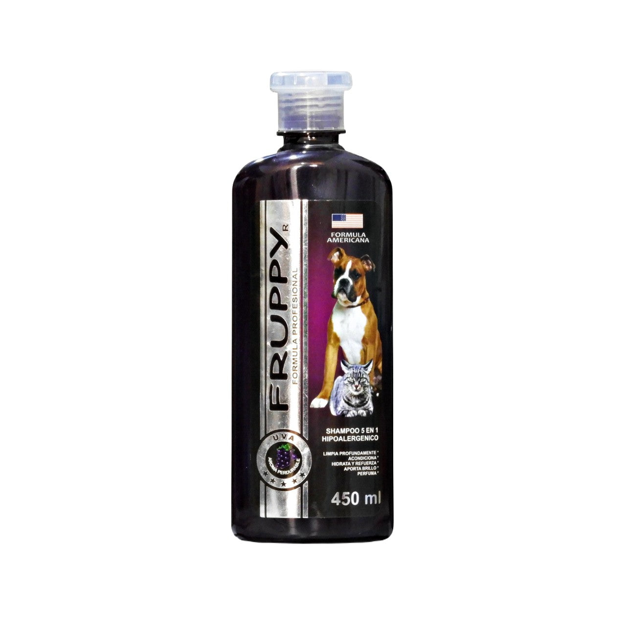 FRUPPY SHAMPOO UVA 5 EN 1 HIPOALERGENICO PARA PERROS Y GATOS 450 ML