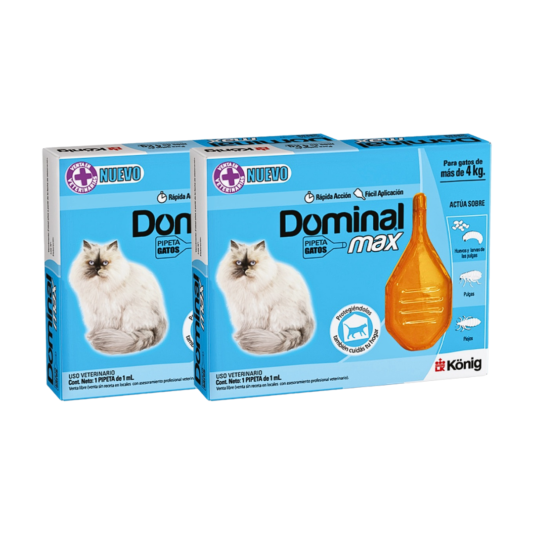 PACK X 2 ANTIPARASITARIO EXTERNO PIPETA DOMINAL MAX GATOS MAS DE 4 KG