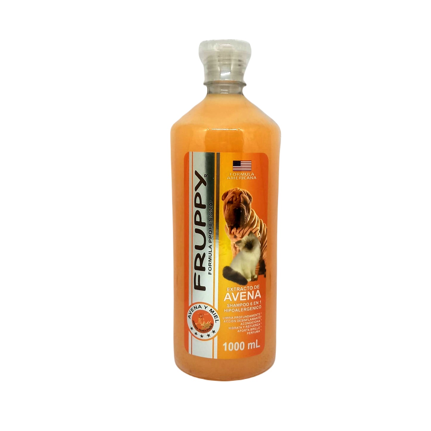 FRUPPY SHAMPOO AVENA Y MIEL 6 EN 1 HIPOALERGENICO PARA PERROS Y GATOS 1 L